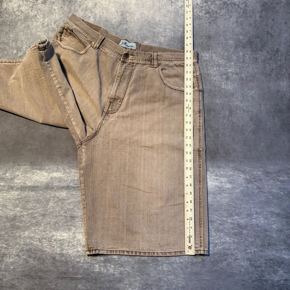 Y2K Mens Brown Denim Baggy Jean Shorts Size 40 Skater Hip Hop Cotton